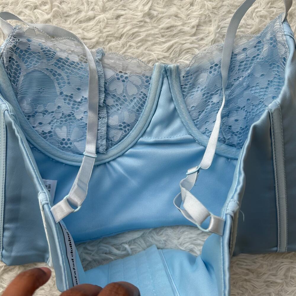 Unfazed Clothing Co. Baby Blue Lace Trim Corset Top Size Small - Picture 6 of 8